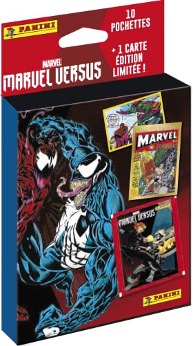 Panini MARVEL VERSUS - Lote de 10 sobres con pegatinas y 1 carta de edición limitada (versión en francés)