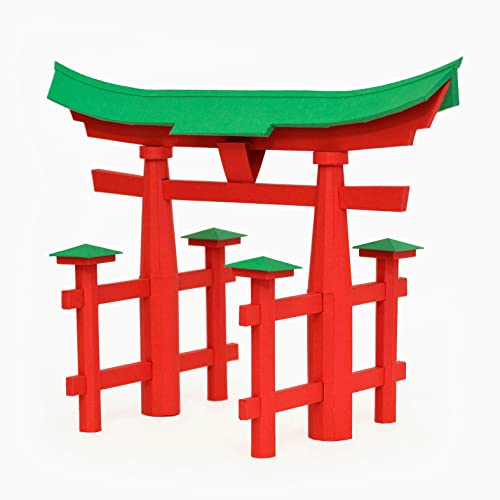 PaperLandmarks Kit de modelo de papel Torii Gate - Escala 1:100, impreso, corte y pegamento, 38 piezas, nivel de habilidad intermedio, a partir de 14 años