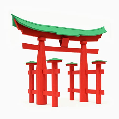 PaperLandmarks Kit de modelo de papel Torii Gate - Escala 1:100, impreso, corte y pegamento, 38 piezas, nivel de habilidad intermedio, a partir de 14 años