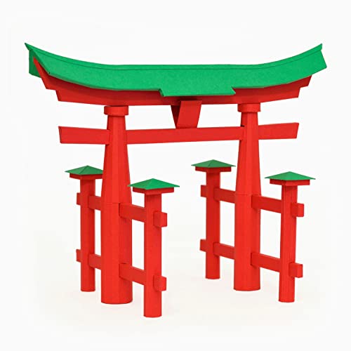 PaperLandmarks Kit de modelo de papel Torii Gate - Escala 1:100, impreso, corte y pegamento, 38 piezas, nivel de habilidad intermedio, a partir de 14 años