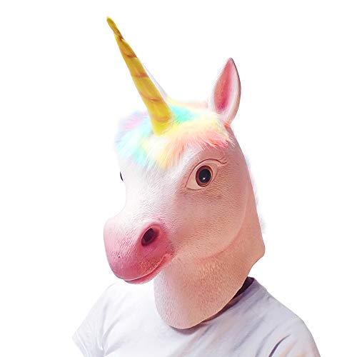 PartyHop Máscara de Unicornio Máscaras de Cabeza de Animal de Látex Realistas para Halloween Desfile de Carnaval Fiesta de Disfraces