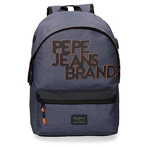 Pepe Jeans Troy Mochila Escolar Azul 31x42x15 cms Poliéster 20,46 L