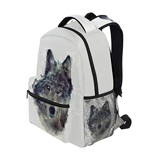 Pintura Lobo Imprimir Mochila para Niños Niñas Estudiantes Hombro Mochilas Portátil De Escolar Viaje