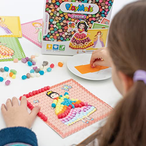 PlayMais Mosaic Dream Princess Kit de Manualidades para niñas y niños a Partir de 3 años | 2300 Piezas y 6 Plantillas de mosaicos con Princesas | estimula la Creatividad y la motricidad