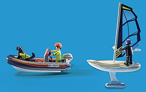 PLAYMOBIL City Action 70141 Rescate Marítimo: Rescate Polar con Bote, Juguetes para niños a partir de 4 años