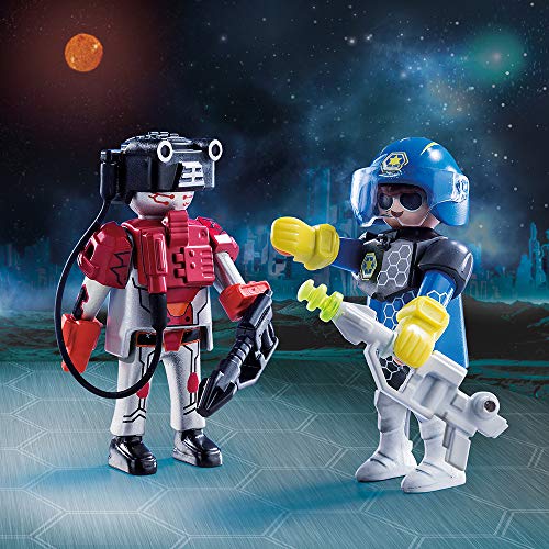 PLAYMOBIL- Duo Pack Duopack Policia Espacial, Color carbón (70080)