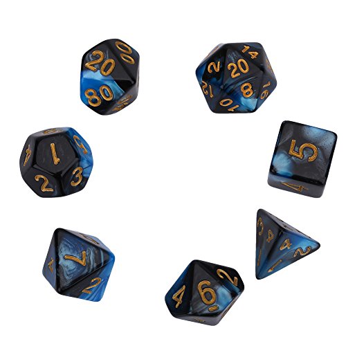 Polyhedral 7-Die Dice Set Colorful Polyhedral Dices Table Juegos de rol Set de Dados Forma Irregular (Color : Black)