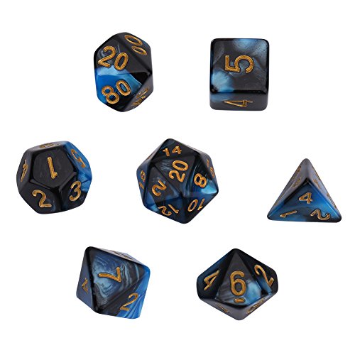 Polyhedral 7-Die Dice Set Colorful Polyhedral Dices Table Juegos de rol Set de Dados Forma Irregular (Color : Black)