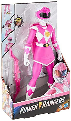 Power Rangers Mighty Morphin Power Rangers Pink Ranger Morphin Hero Figura de acción de 30 cm con Accesorio, Inspirado en el Programa de televisión Power Rangers