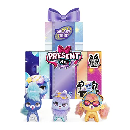 Present Pets Minis, Galaxy Trio 3-Pack of 7.6cm Plush, Kids Toys for Girls Aged 5 and up 3-Pack Peluche de 7,6 cm, Juguetes para niños a Partir de 5 años (Spin Master 6061675)