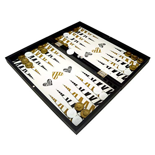 PrimoLiving Juego de backgammon de madera de lujo en formato XXL 48 x 48,7 cm