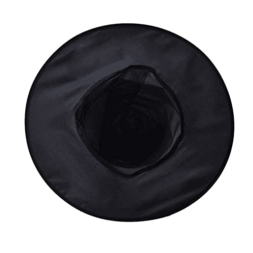 Proumhang Sombrero de Bruja Negro Satén para Adultos Mujeres Sombreros de Mago Sombreros de Bruja para Niñas Disfraces Accesorio de Fiesta Día Mundial del Libro Halloween Mascarada Cosplay 38cm