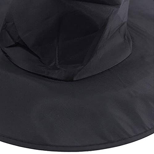 Proumhang Sombrero de Bruja Negro Satén para Adultos Mujeres Sombreros de Mago Sombreros de Bruja para Niñas Disfraces Accesorio de Fiesta Día Mundial del Libro Halloween Mascarada Cosplay 38cm