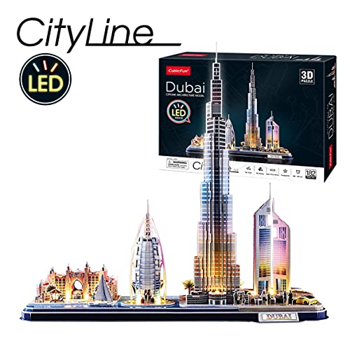 Puzzle 3D Dubai LED - Puzzle 3D Niños 8 Años O Más, Maquetas para Montar Adultos, Rompecabezas 3D Adulto y Niño, Puzzles 3D LED Con Luz, Regalos Divertidos