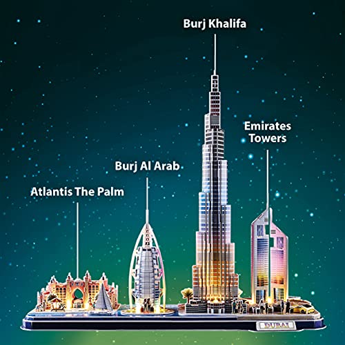 Puzzle 3D Dubai LED - Puzzle 3D Niños 8 Años O Más, Maquetas para Montar Adultos, Rompecabezas 3D Adulto y Niño, Puzzles 3D LED Con Luz, Regalos Divertidos