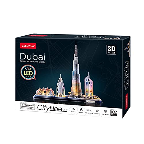 Puzzle 3D Dubai LED - Puzzle 3D Niños 8 Años O Más, Maquetas para Montar Adultos, Rompecabezas 3D Adulto y Niño, Puzzles 3D LED Con Luz, Regalos Divertidos