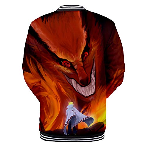 QYIFIRST Chaqueta de béisbol para hombre, chaqueta de vuelo de ocio, Kurama Kyuubi Kyubi de nueve colas, chaqueta de zorro roja, talla XS (pecho 92 cm)