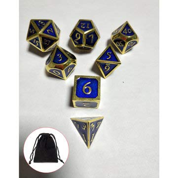 RanDal 7Pcs En Relieve Heavy Metal Polyhedral Dice Dnd Rpg Mtg Juego De Rol Con Bolsa De Almacenamiento - # 1