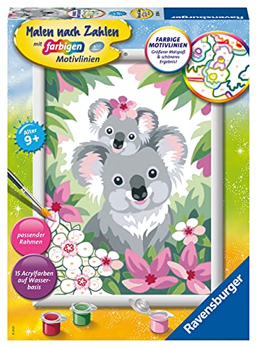 Ravensburger 28984-Cuadro para Pintar por números, diseño de Koalas Dulces, niños a Partir de 9 años, Color 1. (28984)