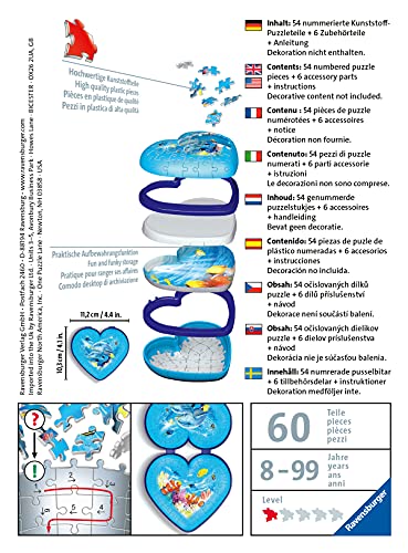 Ravensburger 3D Puzzle 11172 - Herzschatulle Unterwasserwelt - 54 Teile - Aufbewahrungsbox für Erwachsene und Kinder AB 8 Jahren: Erlebe Puzzeln in Der 3. Dimension