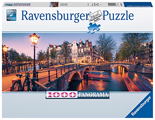 Ravensburger Puzzle, Puzzles 1000 Piezas, Evening in Amsterdam, Puzzles para Adultos, Puzzle Panorama, Puzzle Ravensburger