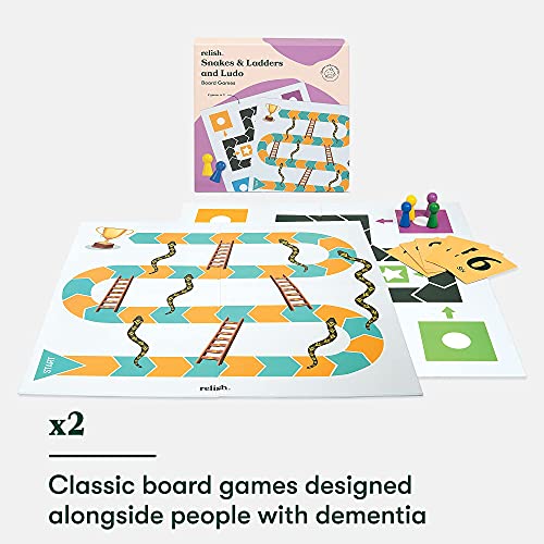 Relish Serpientes y Escaleras y Juego de Mesa Ludo - Productos de Alzheimer y Demencia Juegos, Actividades y Juguetes