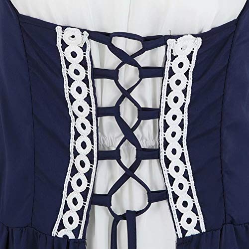 renacentista Vestido Medieval Mujer Vintage Victoriano gotico Manga Larga de Llamarada Disfraz Princesa Azul S