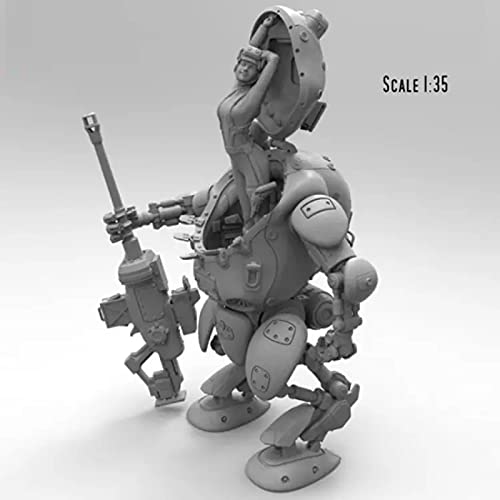 Risjc 1:35 Sci-fi mecánico Femenino Soldado Resina Modelo de Soldado sin Pintar sin Montar Kit de Modelo en Miniatura / 88432K