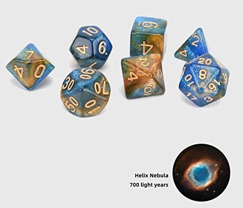 River Kingfisher - Polyset Dice | Polydice | Blue Orange Glitters and Gold | Dice Set of 7 Pieces | D&D and RPGs | Plastic Dice Set | Polyhedral Dice Set | DND / D&D / Dungeons and Dragons