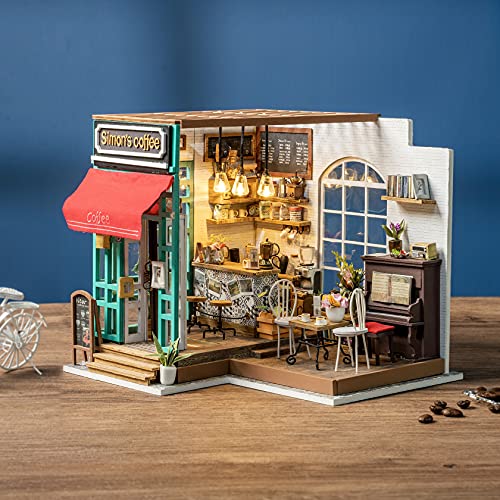 Rolife Casa de muñecas en miniatura Kit de bricolaje Coffe Shop Rollplay Toy Casa de muñecas Modelo Habitación Adultos Adolescentes - Simmon's Coffee House