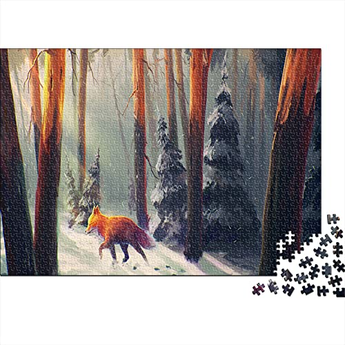 Rompecabezas de 1000 Piezas para Adultos, Zorro en el Bosque, Rompecabezas A427, Juegos desafiantes para la Familia, Juguetes de Entretenimiento, Regalos, decoración del hogar, 38x26cm