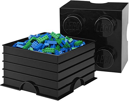 Room Copenhagen 40031733 Ladrillo de Almacenamiento de 4 espigas de Lego, Caja de almacenaje apilable, 5,7 l, Negro, Black