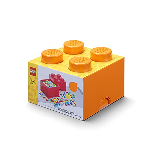 Room Copenhagen Ladrillo de Almacenamiento de 4 espigas de Lego, Caja de almacenaje apilable, 5,7 l, Naranja, Bright Orange, One Size