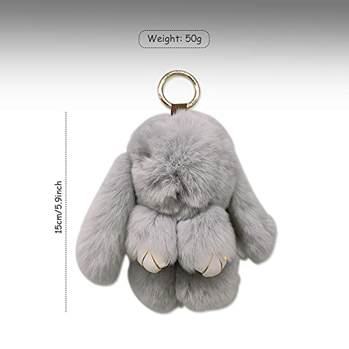 Ropniik Lindo Llavero De Conejito De Peluche, Llavero De Piel De Conejo, Llavero De Conejito De Peluche, Llavero De Pom-Pom De Muñeco De Peluche De Juguete, Llavero De Conejito Esponjoso Lindo