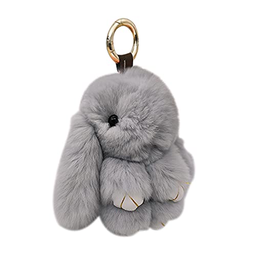 Ropniik Lindo Llavero De Conejito De Peluche, Llavero De Piel De Conejo, Llavero De Conejito De Peluche, Llavero De Pom-Pom De Muñeco De Peluche De Juguete, Llavero De Conejito Esponjoso Lindo