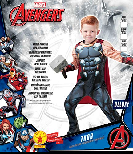 Rubies 640836S Marvel Avengers Thor Deluxe - Disfraz infantil para niños, pequeño