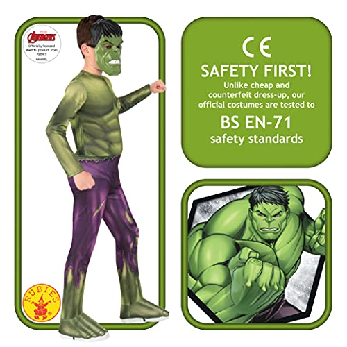 Rubies- Disfraz Oficial Hulk Avengers Classic niños, Detalles Impresos, Color Verde, XS (Rubie'S I-702025XS)