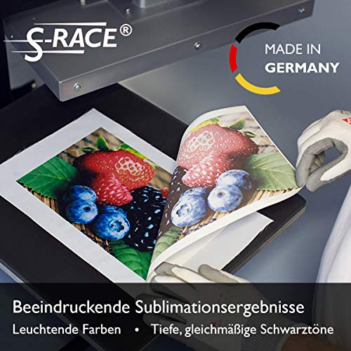 S-RACE Papel de sublimación DIN A4, 100 hojas, 120 g/m², adecuado para impresoras de inyección de tinta con tinta de sublimación, secado rápido, resistente a las manchas