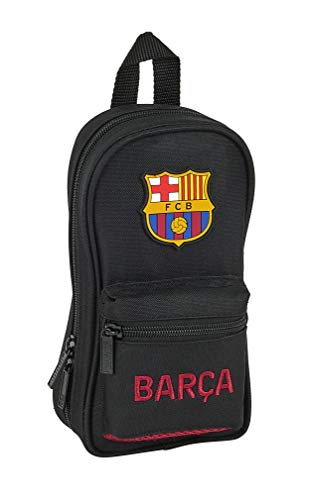 safta 412027747 Plumier mochila 4 estuches llenos, 33 piezas, escolar FC Barcelona, Negro (FCB Layers)