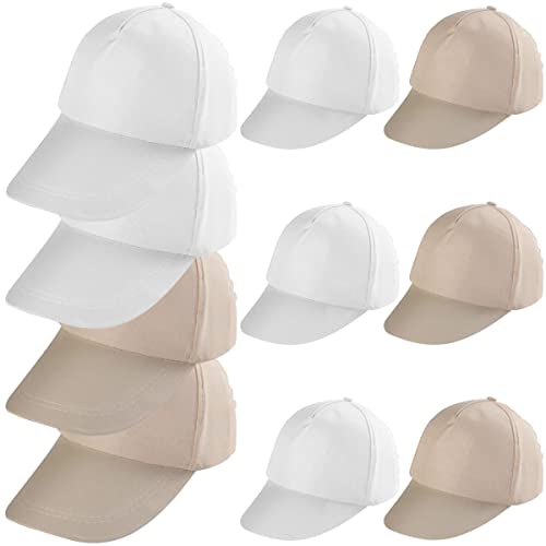 saijer Gorras De Béisbol Niños,10 Piezas Gorra De Pintura Pintada De DIY Sombrero De Béisbol Creativos Sombreros Casual Playa Sol Visor Sombreros Blanco Beige para Adultos Niños Niñas Aire Libre