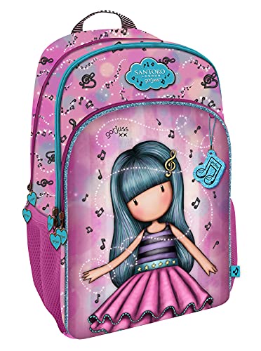 SANTORO Mochila 3 Cremalleras Adaptable Carro Gorjuss Dancing Among The Stars, 290x450x170 mm, Rosa