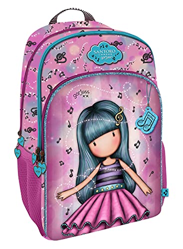 SANTORO Mochila 3 Cremalleras Gorjuss Dancing Among The Stars, 290x450x170 mm, Rosa (M522A)