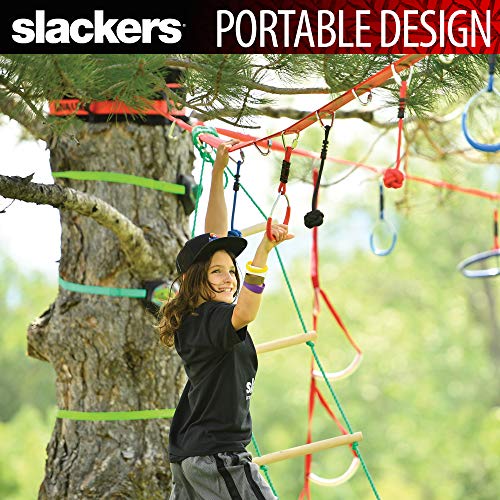 Schildkröt Slackers Ninja Line Starter Set 2021, Pista Colgante de 11 Metros, Juego Completo de 11 Piezas, se Puede Usar como Slackline, Incluye 7 Obstáculos, Entrena como un Ninja, 980024