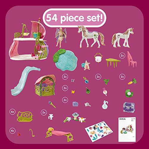 Schleich 42445 bayala play set - casa de flores con unicornios, lago y establo, juguetes a partir de 5 años