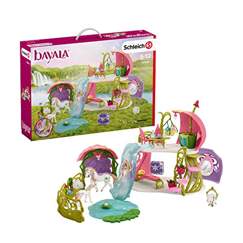 Schleich 42445 bayala play set - casa de flores con unicornios, lago y establo, juguetes a partir de 5 años