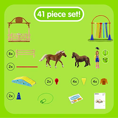 Schleich 42481 Farm World play set - entrenamiento de agilidad de ponis, juguetes a partir de 3 años