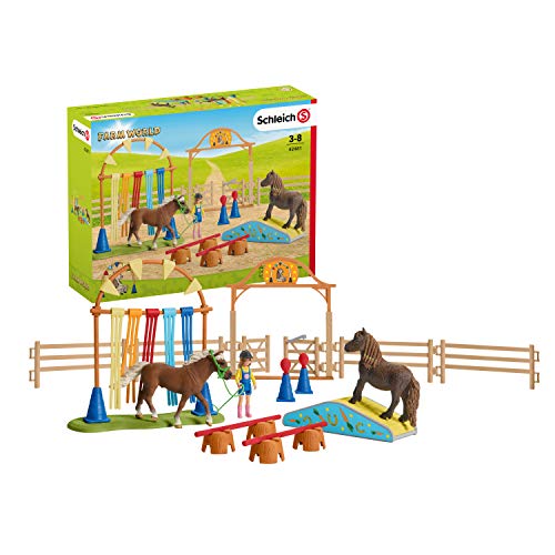 Schleich 42481 Farm World play set - entrenamiento de agilidad de ponis, juguetes a partir de 3 años