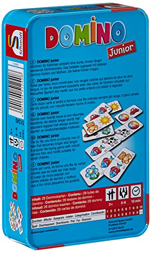 Schmidt Spiele 51240 Domino: Domino Junior En Caja de Lata [Importado de Alemania]