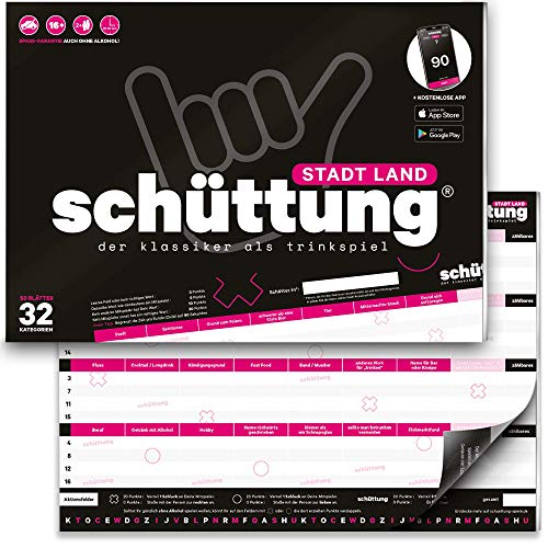 schüttung® Versión de ciudad y tierra + aplicación gratuita | El clásico 2021 Reloaded como juego de beber para adultos | Río urbano | Juego de fiesta | Juego para jugar | Regalo