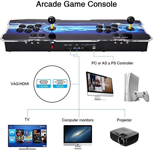 SeeKool Consola de Videojuegos, 3D Pandora X Multijugador Home Arcade Game Console, con 2500 Juegos Retros, Soporte de Tarjeta TF+USB DIS, para PC / Ordenador portátil / PS3/ TV